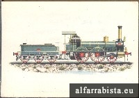 Postal Antigo - Locomotiva a quattro ruote accoppiate e cilindri esterni orizzontali