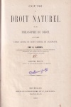 Cours de Droit Naturel ou de Philosophie du Droit